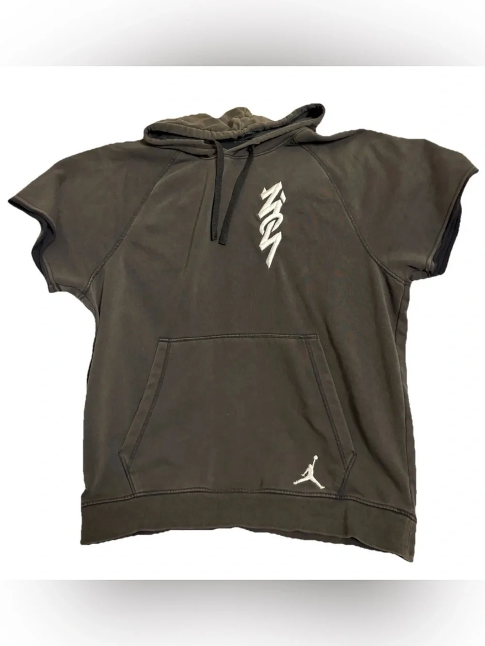 Nike Air Jordan S/S Sweatshirt Hoodie Zion Cutoff Black DA9842-010 Men's L